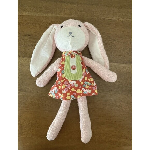 POTTERY BARN KIDS Girly Stuffed Animal Bunny Rabbit Easter Toy Pink w Dress 12" - Picture 4 of 12